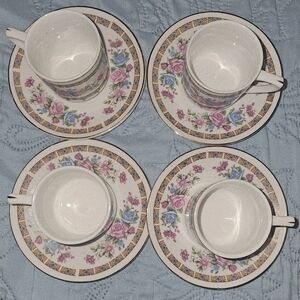 Vintage C. Art HK China Four Piece Demitasse Cup and Saucer Set